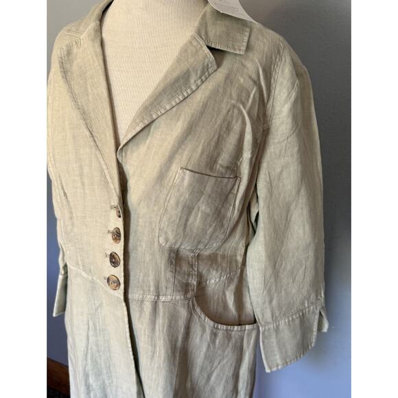 Soft Surroundings Eza Jacket Sz S NWT Beige Linen Notch Collar Lagenlook Boho - Picture 4 of 16